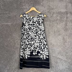 Tommy Hilfiger Dress Womens 10 Blue Floral Print Sleeveless Lined Polyester